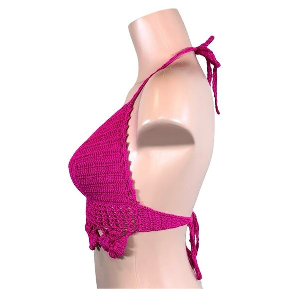 Pink Crochet Halter Top - Picture 3 of 11